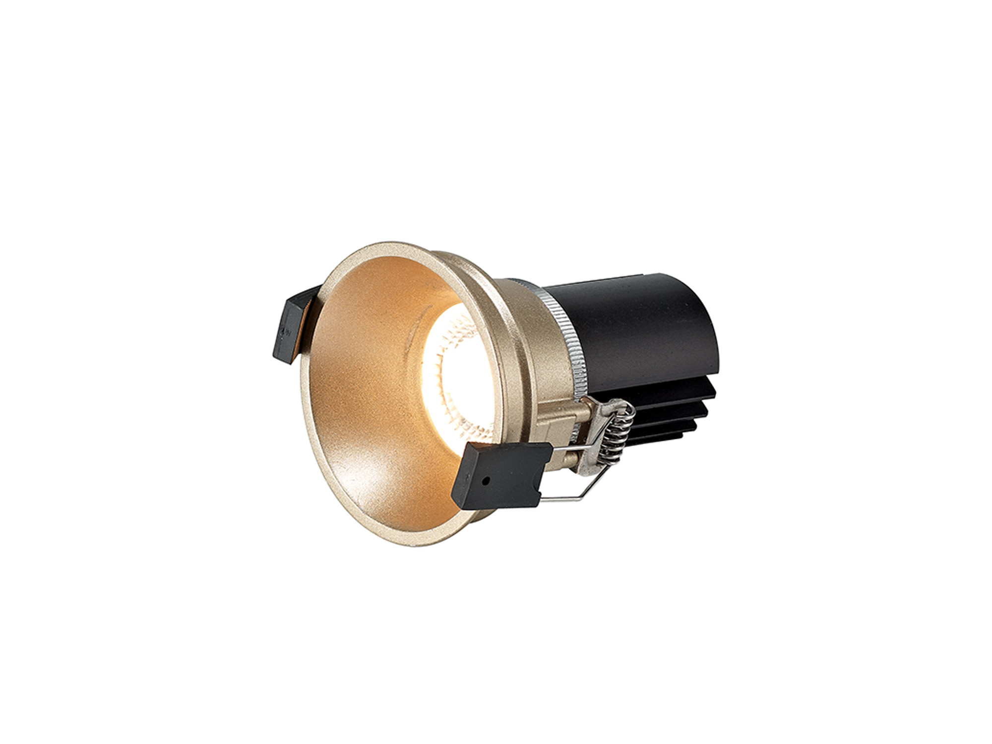 DM201711  Bania 12 Powered by Tridonic  12W 2700K 1200lm 12° CRI>90 LED Engine, 350mA Gold Fixed Recessed Spotlight, IP20